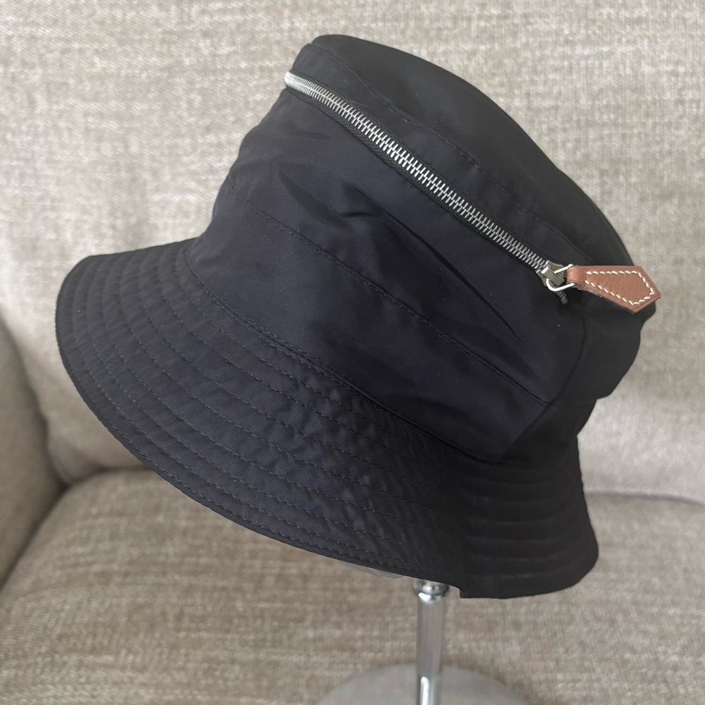 ✨HERMES Black Bucket Hat CHAPEAUX MOTSCH SZ 59 Zip Top Excellent Condition RARE! - Picture 2 of 13